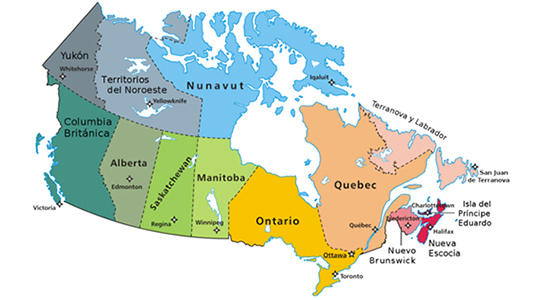Mapa de Canadá